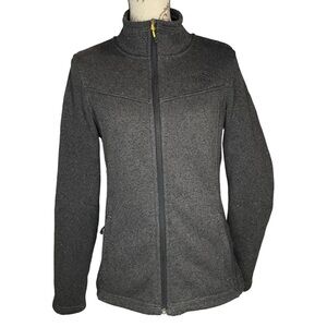The north face jacket fleece full zip dark gray women’s size medium outdoor coat